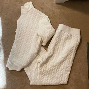 Quilted White sweat suit set